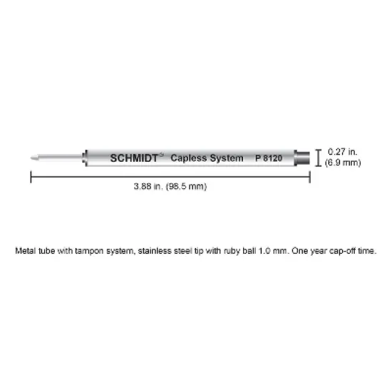Schmidt Ink Schmidt P8120 Short Capless Rollerball Refill Broad Black 2 Pack (SC58133) image {4}