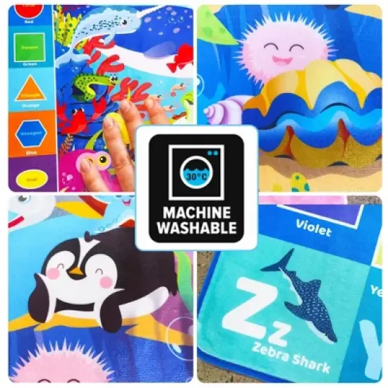 QUOKKA Baby Play Mat for Floor - Ocean ABC Rug for Kids Toddlers Infants - Extra Thick Large Padded Non-Slip Nursery Rug for Crawling and Playing image {5}