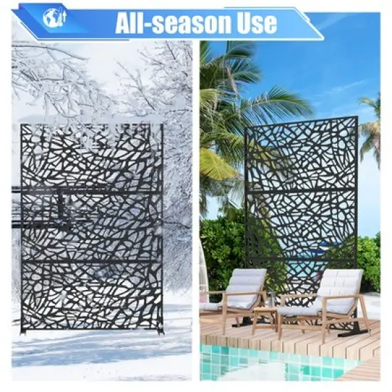 Syemin Decorative Privacy Screen, Outdoor Objects nd Panels for Patio Lawn Deck for Garden, Lawn, Black, 47.46"*15.75"*70.69" image {4}