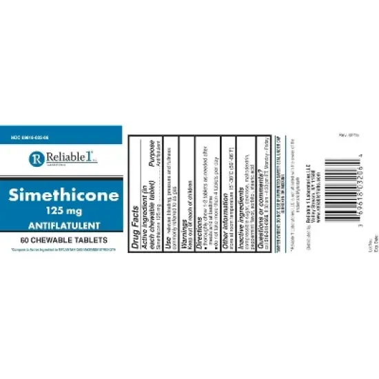 Reliable 1 - Simethicone 125mg Antiflatulent Tablets, 60 Count image {1}