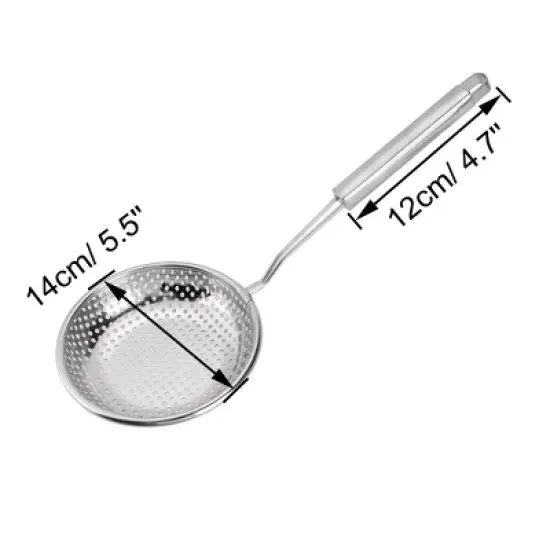 Unique Bargains Home Restaurant Stainless Steel Perforated Ladle Strainer Silver Tone 5.5" Dia image {1}