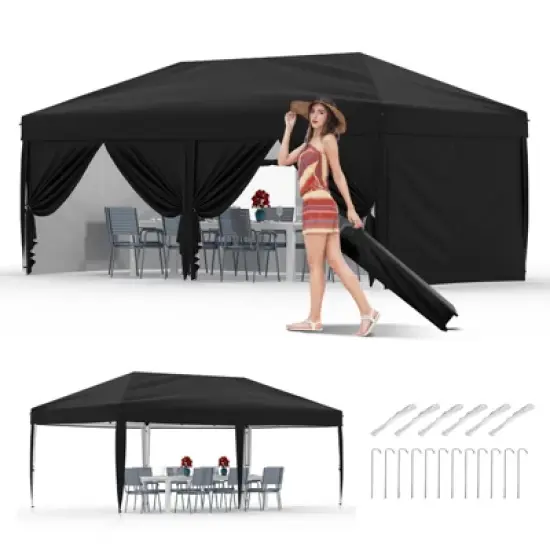 10x20FT Heavy Duty Canopy Tent - Commercial Pop Up Shelter w/6 Walls, UPF 50+, Waterproof image {8}