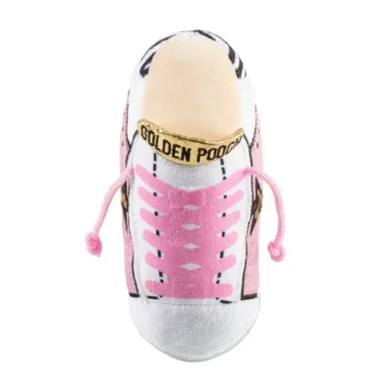 Haute Diggity Dog Golden Pooch Pink Tennis Shoe Plush Dog Toy with Squeaker image {5}