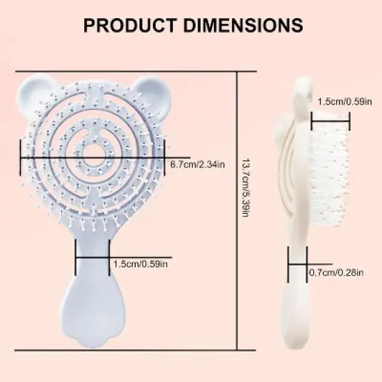 BABYYER Cat-Ear Design Puppy Brush, Gentle Soft-Bristle Small Dogs Plastic Detangling Grooming Tool, Fit for for Furry Pet image {1}