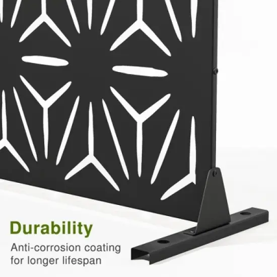 PexFix 72 x 47 Inches Premium Outdoor Metal Privacy Screen Garden Fence with Elegant Stars Pattern in Sleek Black for Gardens Patio Deck Yard image {6}