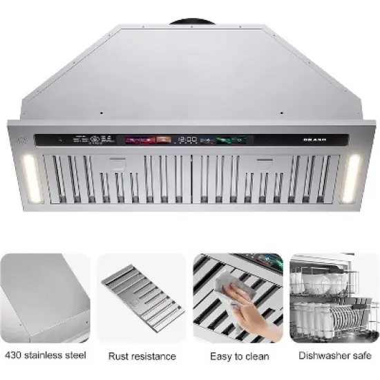 Cesicia 30-in Silver 4-speed 900CFM Insert Range Hood image {2}
