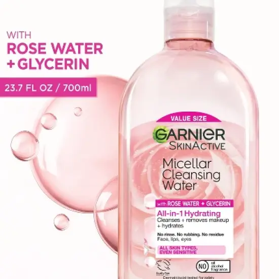 Garnier Micellar Water with Rose Water and Glycerin Hydrating Makeup Remover image {10}