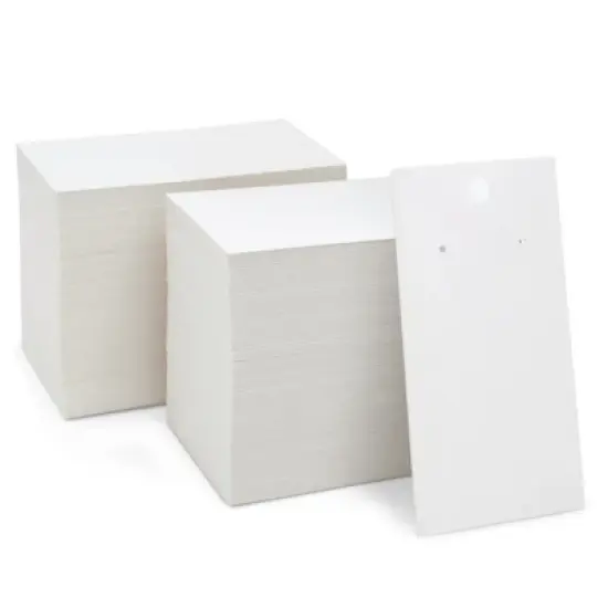 Juvale 200 Pack White Paper Ear Studs & Earring Jewelry Display Cards, 3.5 x 2 in image {6}