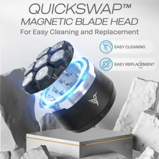 HUMMINGBIRD MK13 Premium Head Shaver, 7 Blade Electric Razors for Men, Rechargeable Wet & Dry Electric Head Shavers for Bald Men, Travel Case image {3}