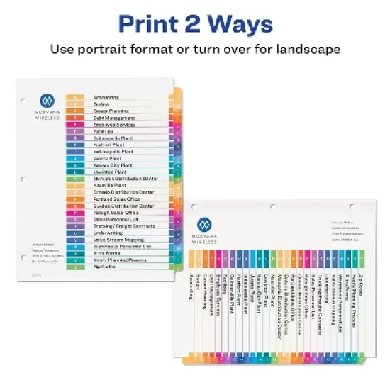 Avery Pre-Printed A-Z Dividers Customizable Table 11832 image {2}