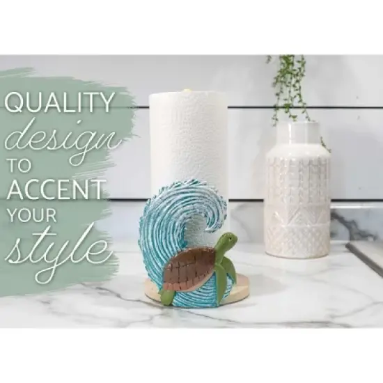 Elanze Designs Turtle Ocean Wave 12 inch Resin and Wood Paper Towel Holder image {4}