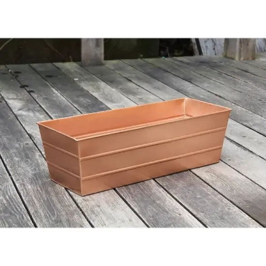 ACHLA Designs 22" Wide Rectangular Medium Galvanized Steel Planter Box Copper Plated: Embossed, No Assembly, Indoor/Outdoor image {1}