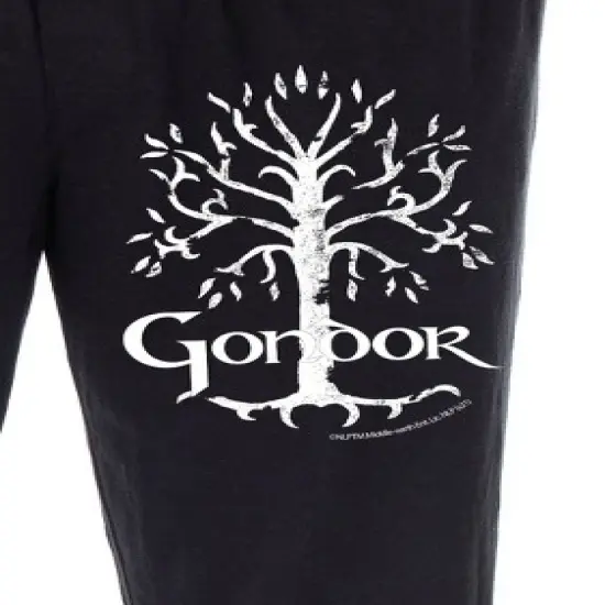 Lord Of The Rings Men's White Tree Of Gondor Lounge Bottoms Pajama Pants Black image {2}