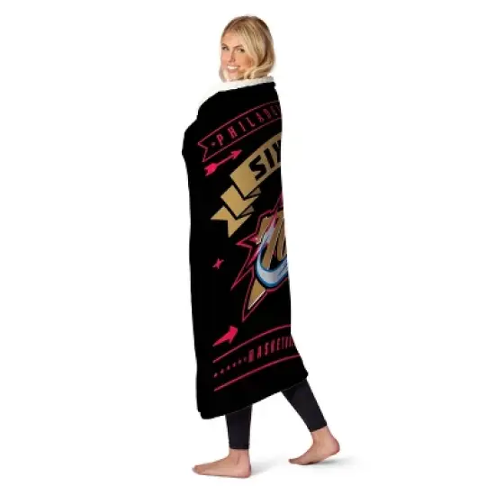 NBA Philadelphia 76ers Hardwood Classics Silk Touch Faux Shearling Throw Blanket image {2}