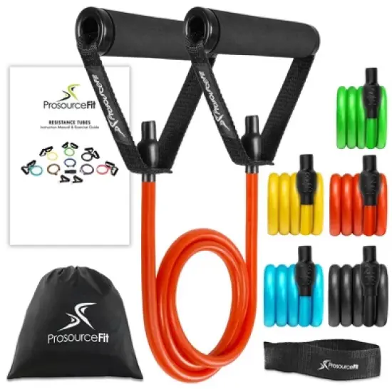 ProsourceFit Tube Resistance Bands Set with Attached Handles image {5}