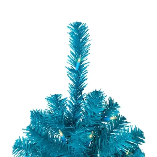 Northlight Pre-Lit Medium Pine Artificial Christmas Tree - 6' - Turquoise - Clear Lights image {3}