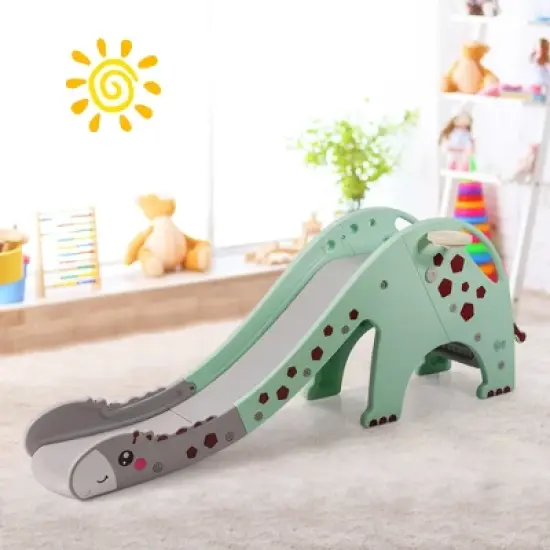 Costway 3 in 1 Kids Climber Slide Play Set w/ Basketball Hoop Indoor Outdoor Yellow/Green image {2}