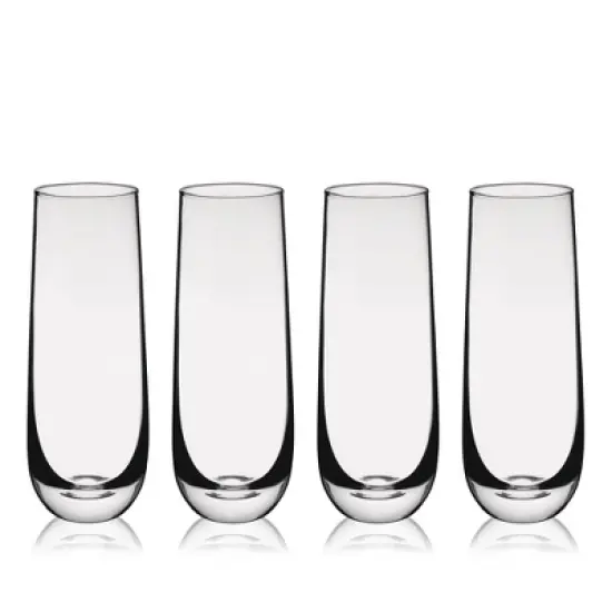 True Stemless Champagne Flutes Glasses - Stemless Mimosa Glasses - Wine Flutes Glass 9oz Set of 4 image {8}