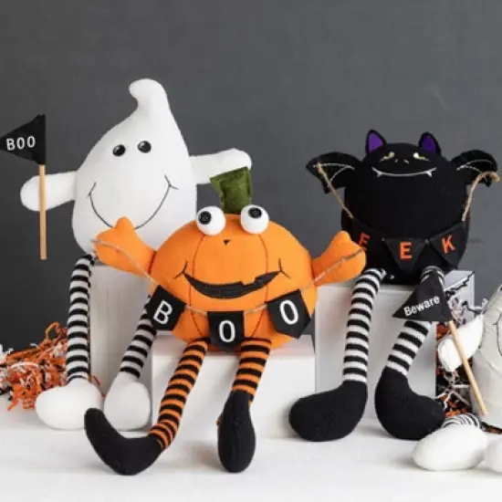Transpac Plush Spooky Character Sitter Set of 4 Halloween Figurines Colorful Indoor Decor for Tabletop and Mantel image {1}