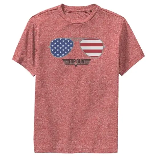 Boy's Top Gun American Flag Aviator Sunglasses Logo Performance Tee image {3}