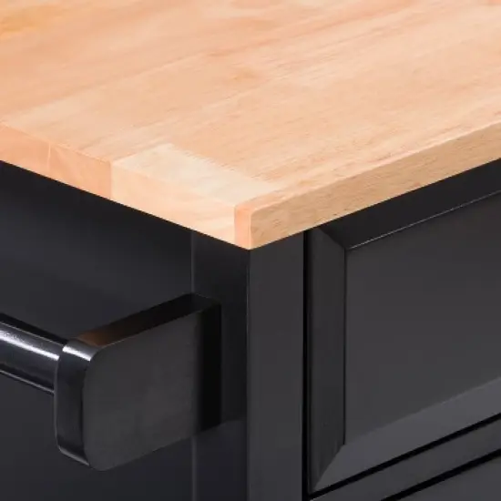 Sage Wood Kitchen Cart with Cupboard Black - CorLiving image {5}