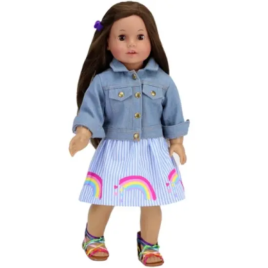 Sophia&rsquo;s Rainbow Shirt and Striped Skirt for 18" Dolls, Multicolor image {4}