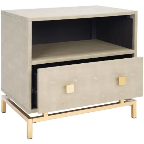 Meilana 1 Self 1 Drawer Nightstand - NST6403 - Light Taupe/Brass - Safavieh image {3}