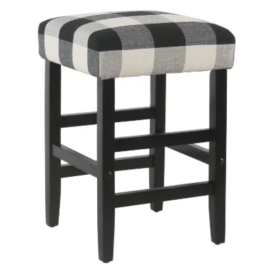 Square Counter Height Barstool Black Plaid - HomePop image {2}
