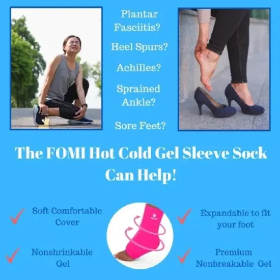 FOMI Hot Cold Ankle Foot Gel Ice Pack Wrap | Pink image {3}