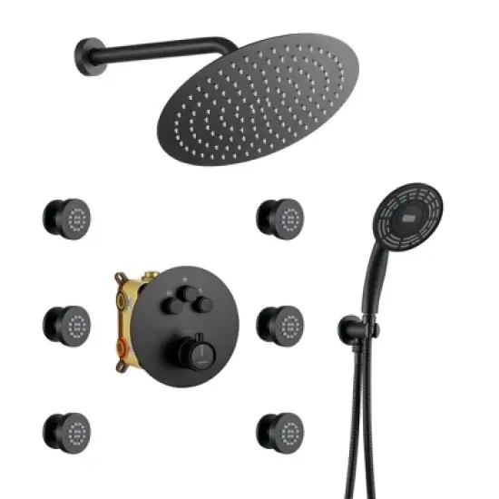 CASAINC 3-function Luxury Thermostatic Dual Shower Faucet with Body Spray image {5}