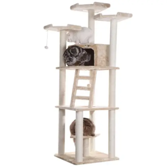 Armarkat Multi-function Real Wood Cat Tower W Spacious Condo, Perches A8001, Beige image {8}