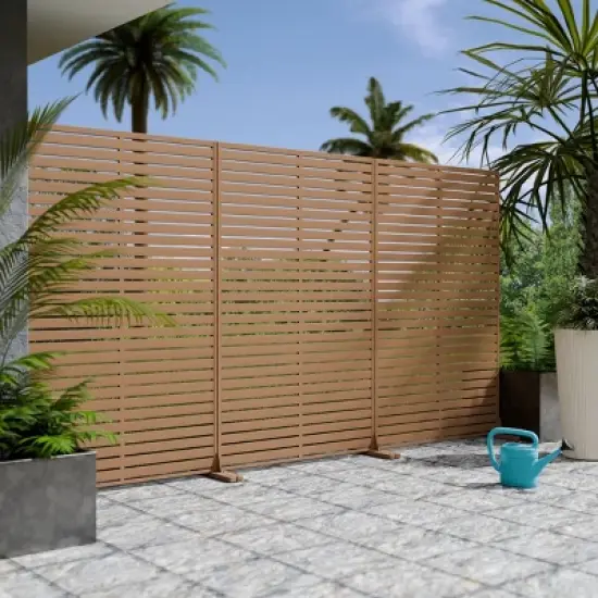 SEVOBAL Patio Decorative Screens 6 Piece Plastic Patio Screen with Venetian Flower Design for Yard, Garden, Indoor Spaces, Brown, 45.47"15.75"72.05" image {3}