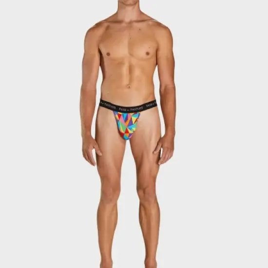 Pair of Thieves Men's Rainbow Abstract Print Super Fit Jockstrap - Red/Blue/Green image {4}