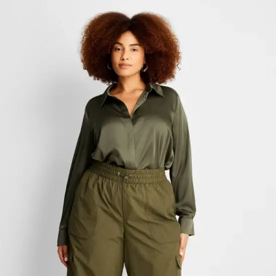 Women's Long Sleeve Button-Front Shirt - A New Day&trade; image {10}