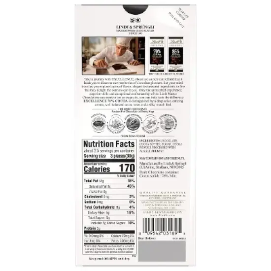 Lindt 4/6/12 Bars, Excellence 78% Cocoa Dark Chocolate 3.5oz Full Size Candy Bar image {1}