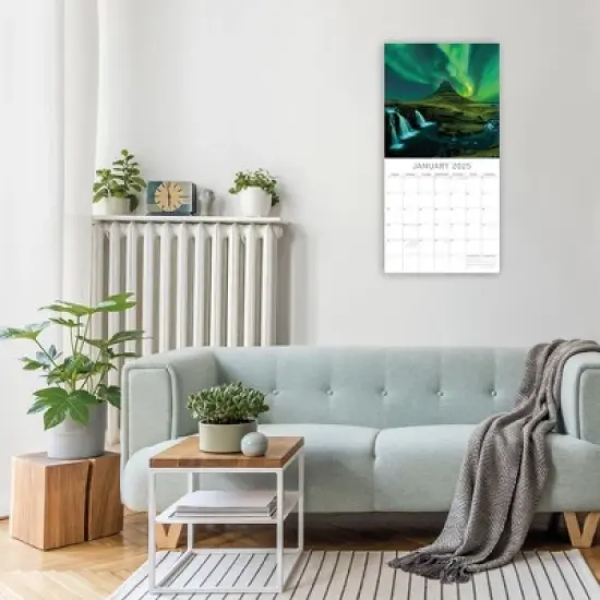The Gifted Stationery 2025 Square Wall Calendar, Northern Lights, 16-Month Natural World Theme with 180 Reminder Stickers (12x12 In) image {1}