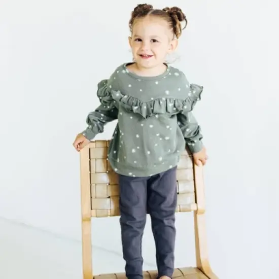 Grayson Collective Toddler Girls' Snowflake Ruffle Sweatshirt - Green image {3}