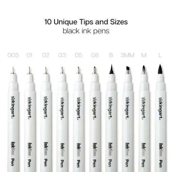 KINGART PRO Inkline Fine Line Pens, 10 pc image {1}