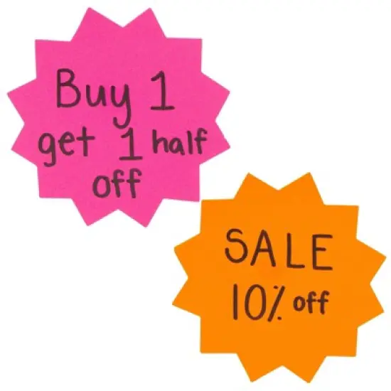 Juvale 120-Pack Bulletin Board Decorations, Blank Cutouts, Starburst Signs for Retail, Office Supplies, Sales, Poster Boards (6 Colors, 4x4 in) image {5}