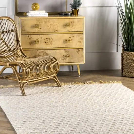 nuLOOM Wylie Honeycomb Wool Fringe Rug image {8}