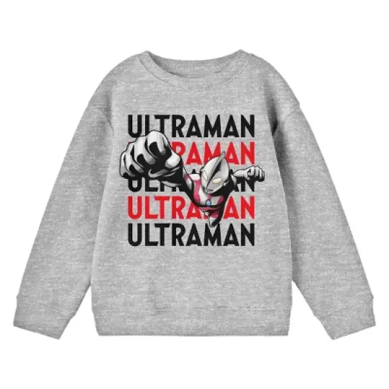 Ultraman Flying Character Crew Neck Long Sleeve Athletic Heather Youth Sweatshirt image {2}
