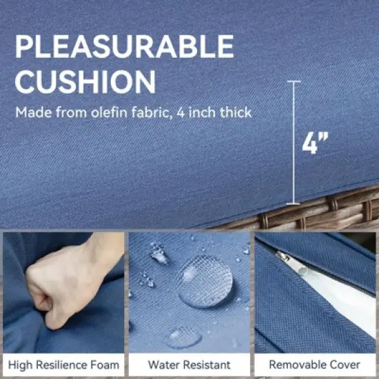 Buenhomino 3-Piece Patio Set, Wicker Swivel Glider Chairs & Side Table, Weather-Resistant with Cushions for Porch, Deck, or Balcony image {7}