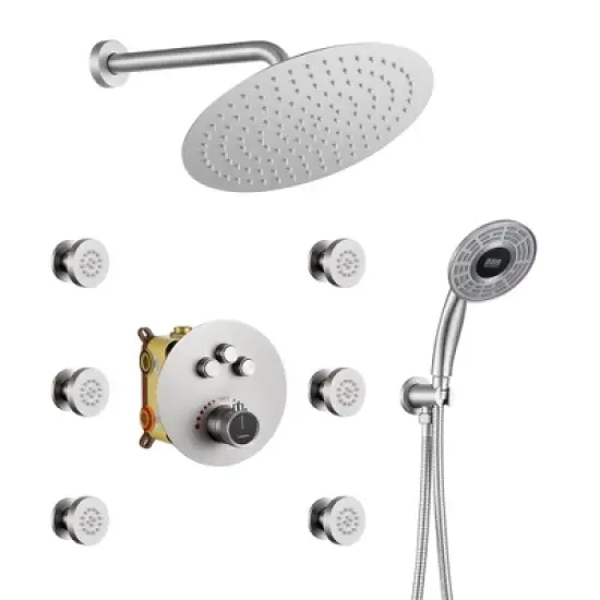 CASAINC 3-function Luxury Thermostatic Dual Shower Faucet with Body Spray image {3}