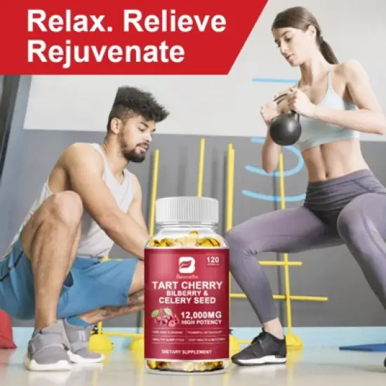 B Beworth Tart Cherry Extract Capsules with Bilberry Fruit & Celery Seed, 120ct image {5}