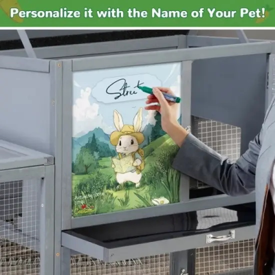 Sandinrayli 94-in Indoor & Outdoor Wooden Rabbit Hutch image {4}