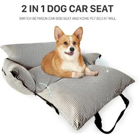 MaseiKar Dog Car Seat for Large/Medium Dogs Under 60 lbs Cats 2 in 1 Booster Seats Dog Bed for Car and Home Safety Travel Carrier with Pockets image {2}