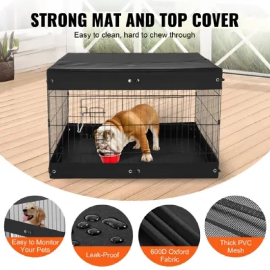 VEVOR Dog Playpen, 4 Pcs 24 x 36 in Panels Foldable Metal Pet Exercise Pen, Dog Fence Indoor and Outdoor Pen with Door, Top Cover, and Bottom Pad image {4}