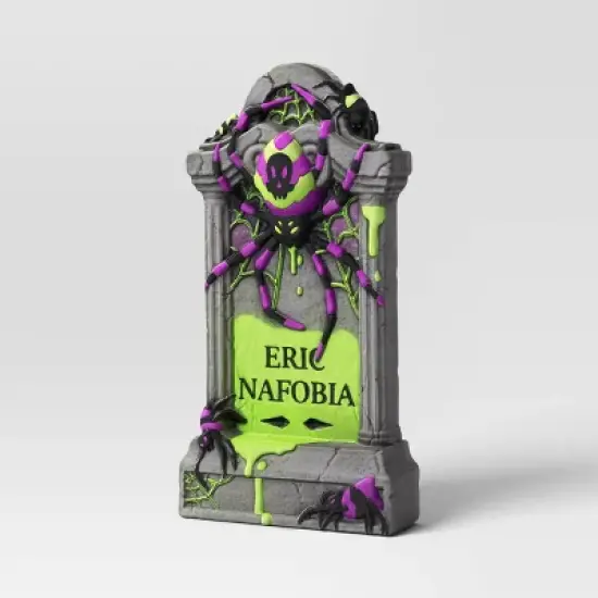 27" Lit Premium Glows under Blacklight Spider Tombstone Halloween Decorative Prop - Hyde and EEK! Boutique&trade; image {2}