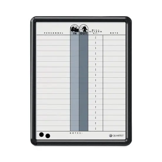Quartet Employee In/Out Board, 11 x 14, Porcelain White/Gray Surface, Black Plastic Frame image {3}
