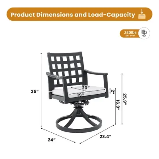 Christopher Knight Home Beau Outdoor Lattice Backrest Aluminum Swivel Rockers Chair with Removable Sunbrella Fabric Cushion(Set of 2) image {2}